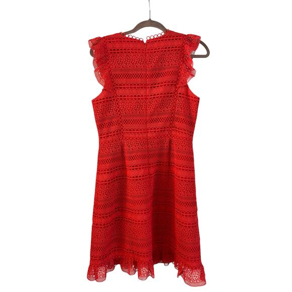 J. Crew Orange Eyelet Lace Ruffle Cap Sleeve Sheath Dress Cherish Embroidered 6 - Picture 4 of 6